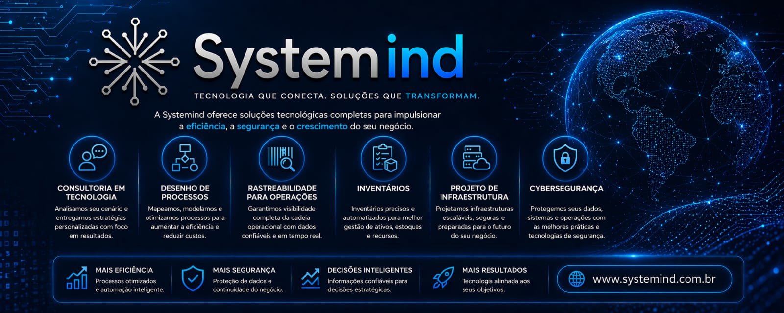 Banner institucional da SysteMind com serviços e diferenciais da empresa